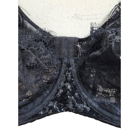 VICTORIA’S SECRET Women’s Black Lace Dream Angels Non-Padded Push Up Bra 38DD - Picture 4 of 8